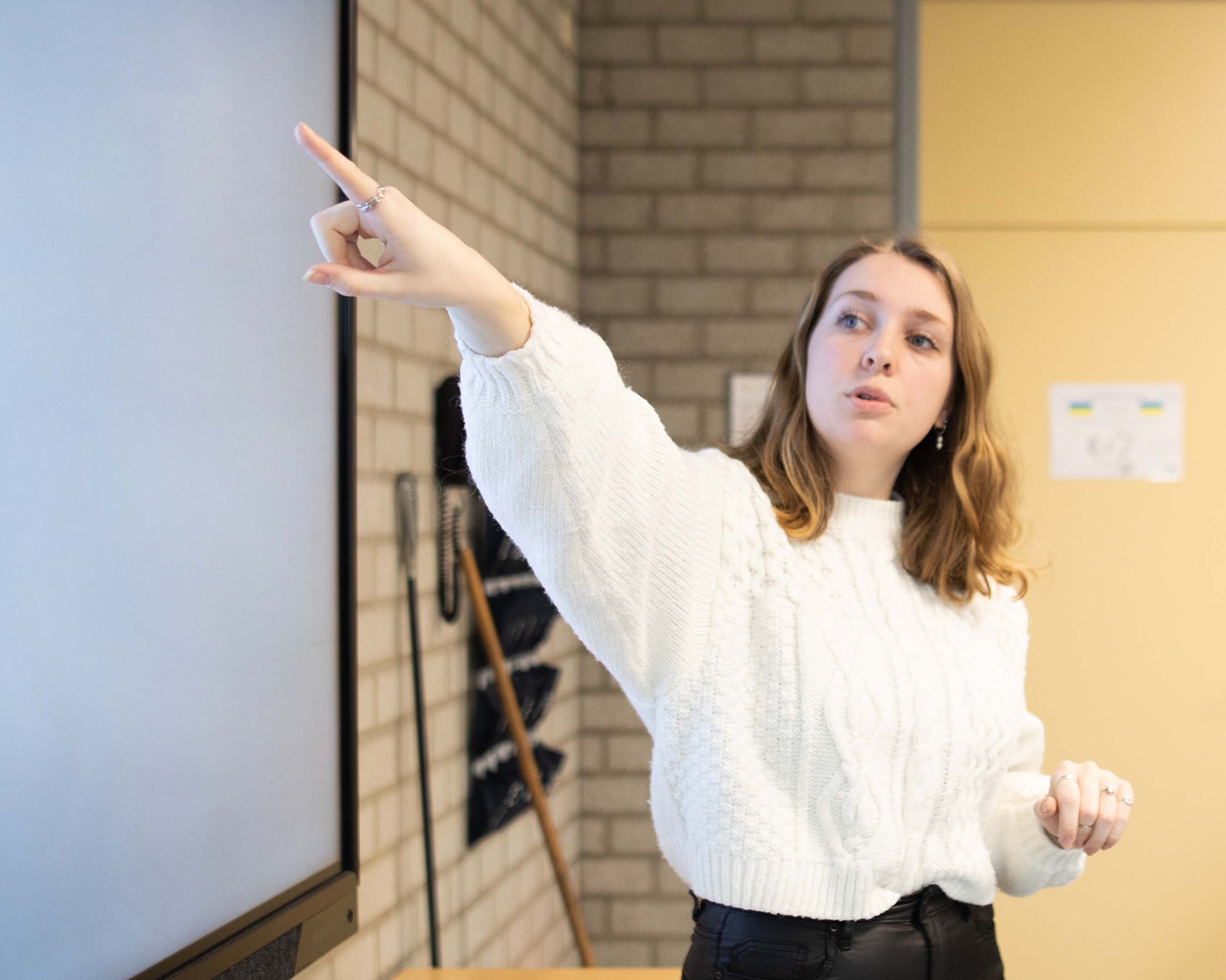 Student masteropleiding Leraar Algemene Economie voor digibord