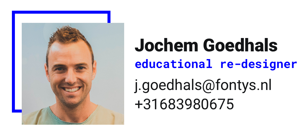 Jochem Goedhals - +31683980675 - j.goedhals@fontys.nl