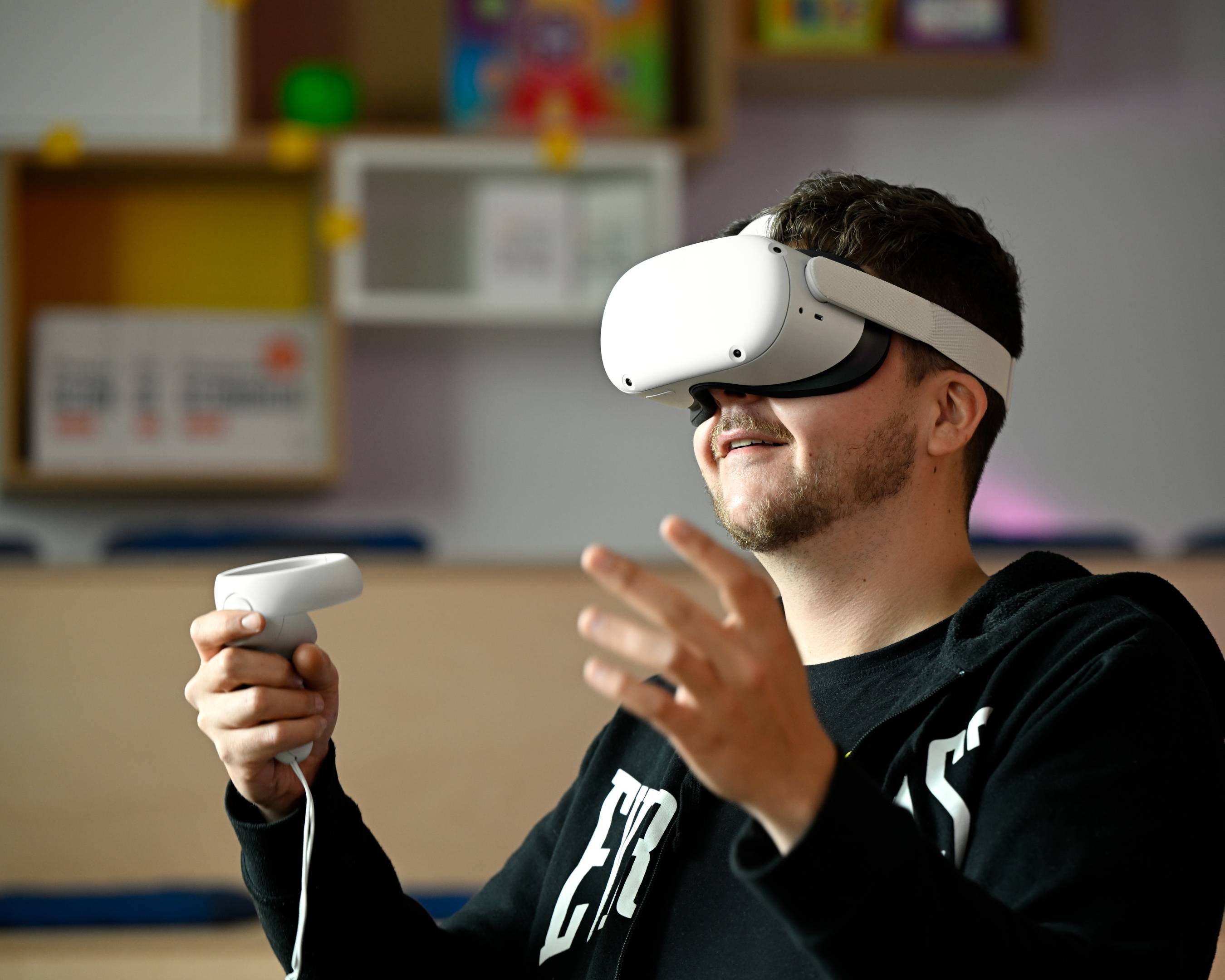 Student met een VR-bril op