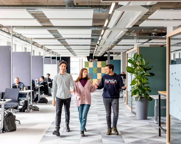 Students walking and talking