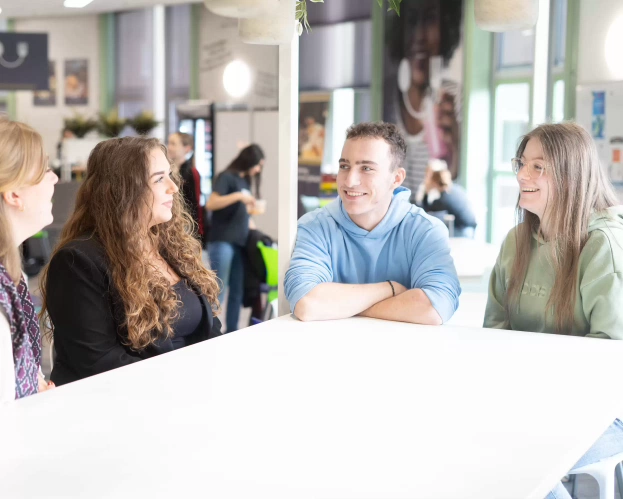 Groep studenten zijn bezig met een opdracht